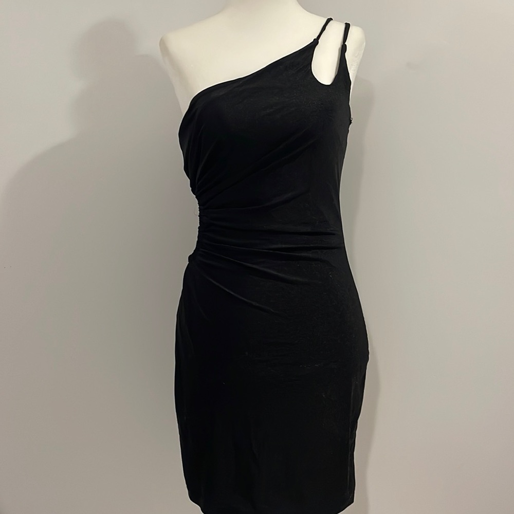 MadRags Black One Shoulder Cutout Black Body-con Dress Large